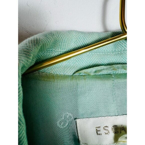 Escada Light Blue Mint Wool Breasted Blazer 42 - Picture 5 of 10
